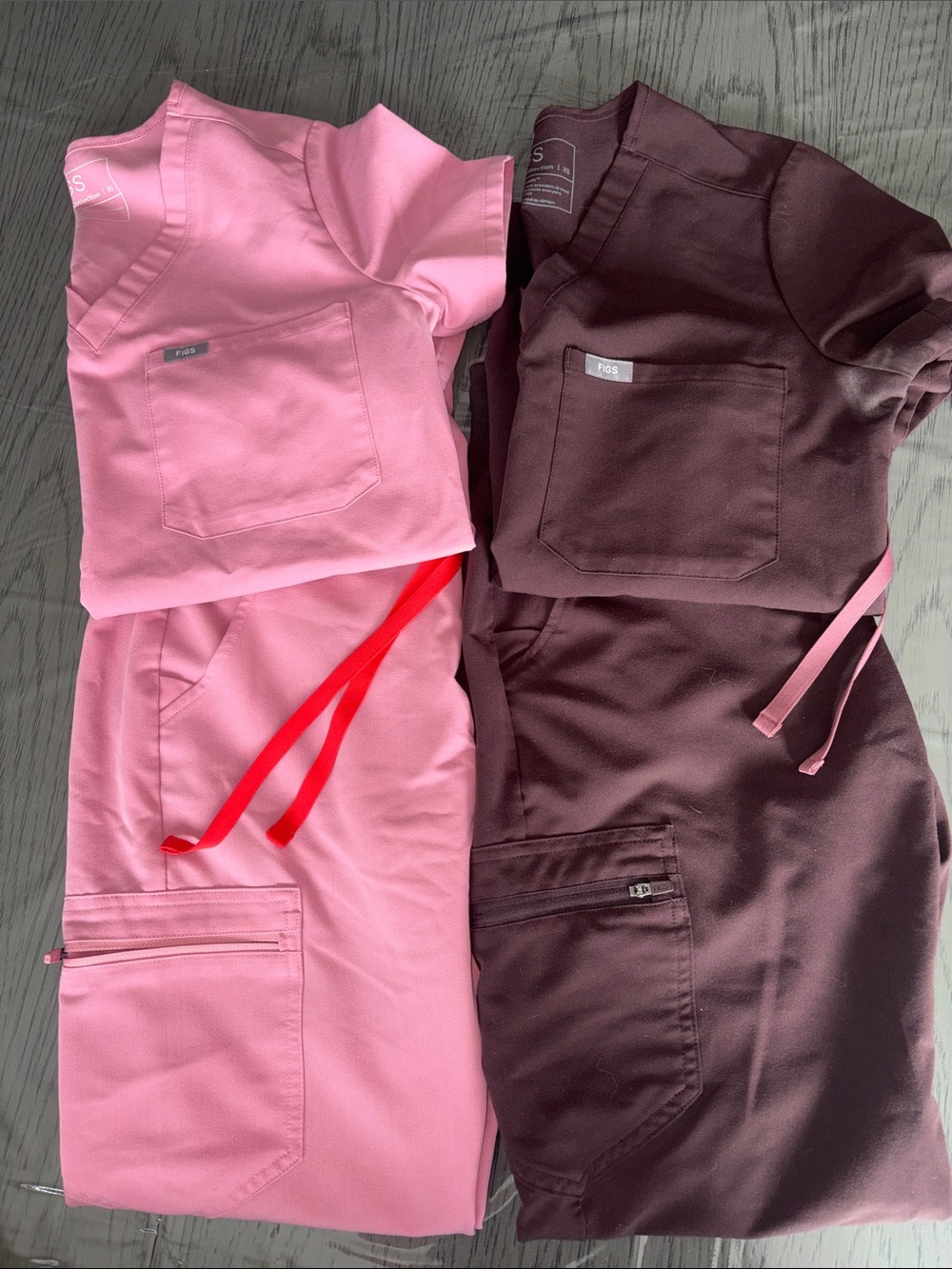 Figs Women's Jumpsuit Set in Pink and Burgundy